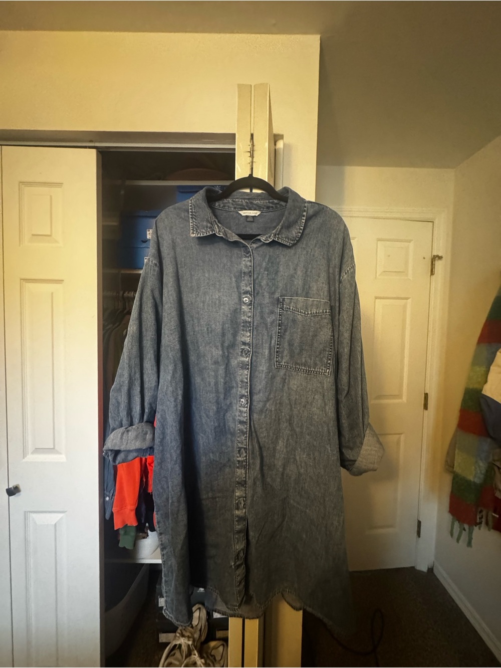 American Eagle Outfitters Washed Blue Denim Shirt